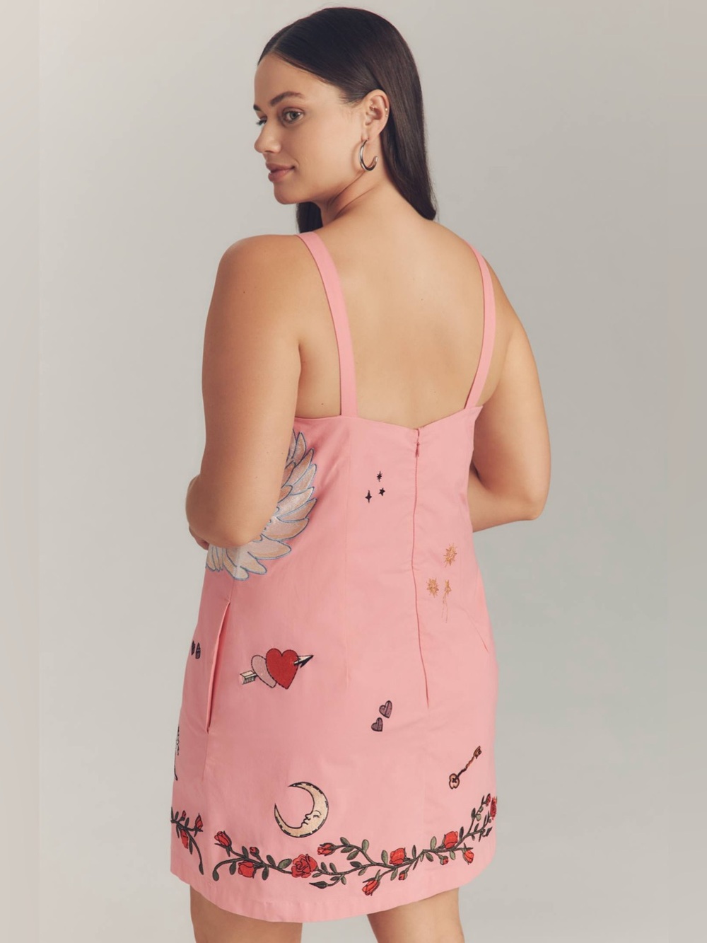 Anthropologie Pink Embroidered Swan Mini Dress - Picture 4 of 7
